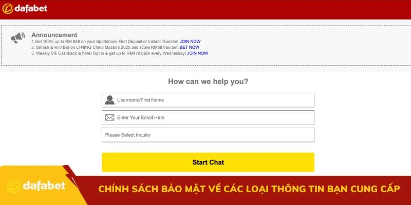Chính sách bảo mật về các loại thông tin bạn cung cấp